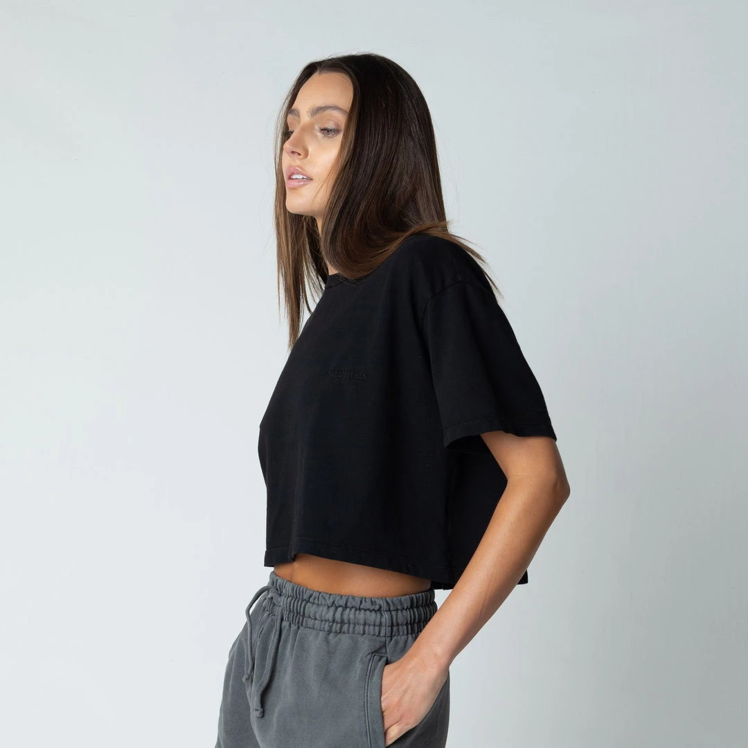MASSIVE WOMENS FRENCH TERRY CROPPED TEE 5 MASSIVE WOMENS FRENCH TERRY CROPPED TEE