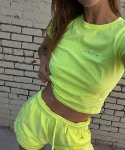 TALENTLESS Best Sellers WOMENS BABY TEE + JERSEY SHORTS - NEON