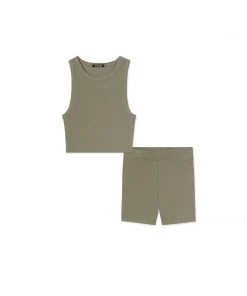 MASSIVE Bundles WOMENS RIB SHORTS 3" + RIB HIGH NECK CONTOUR CROPPED TANK - BUNDLE