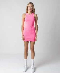 MASSIVE RIB HIGH-NECK CONTOUR DRESS - NEON 18 MASSIVE RIB HIGH-NECK CONTOUR DRESS - NEON