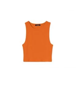 MASSIVE RIB HIGH-NECK CONTOUR CROPPED TANK - SEASONAL Tops
