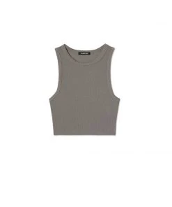 MASSIVE RIB HIGH-NECK CONTOUR CROPPED TANK - MID CENTURY