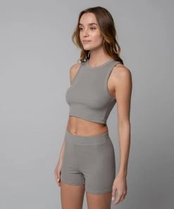 MASSIVE RIB HIGH-NECK CONTOUR CROPPED TANK - MID CENTURY