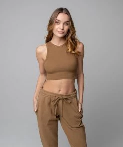 MASSIVE RIB HIGH-NECK CONTOUR CROPPED TANK - MID CENTURY