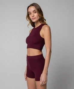 MASSIVE RIB HIGH-NECK CONTOUR CROPPED TANK - MID CENTURY