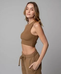 MASSIVE RIB HIGH-NECK CONTOUR CROPPED TANK - MID CENTURY