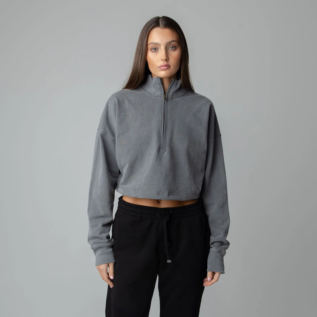 MASSIVE Hoodies WOMENS 3/4 ZIP CROPPED PULLOVER 4 MASSIVE Hoodies WOMENS 3/4 ZIP CROPPED PULLOVER