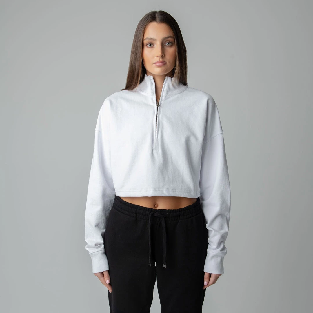 MASSIVE Hoodies WOMENS 3/4 ZIP CROPPED PULLOVER 17 MASSIVE Hoodies WOMENS 3/4 ZIP CROPPED PULLOVER
