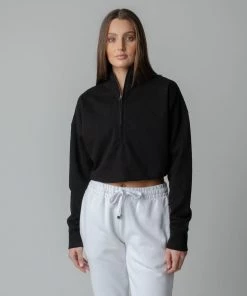 MASSIVE Hoodies WOMENS 3/4 ZIP CROPPED PULLOVER 29 MASSIVE Hoodies WOMENS 3/4 ZIP CROPPED PULLOVER