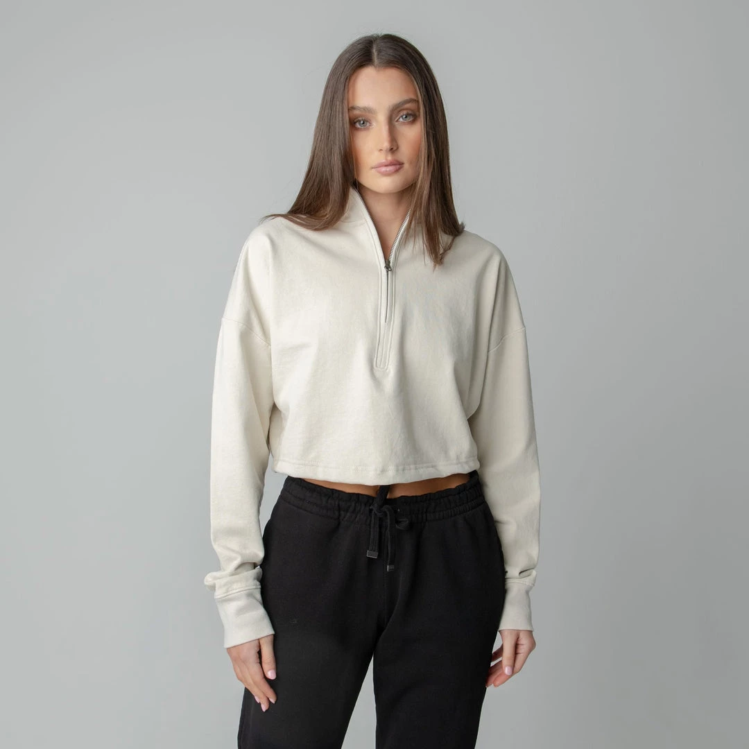 MASSIVE Hoodies WOMENS 3/4 ZIP CROPPED PULLOVER 9 MASSIVE Hoodies WOMENS 3/4 ZIP CROPPED PULLOVER