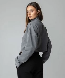 MASSIVE Hoodies WOMENS 3/4 ZIP CROPPED PULLOVER 21 MASSIVE Hoodies WOMENS 3/4 ZIP CROPPED PULLOVER