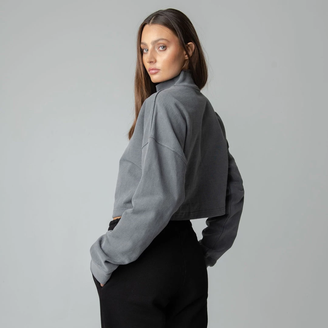 MASSIVE Hoodies WOMENS 3/4 ZIP CROPPED PULLOVER 5 MASSIVE Hoodies WOMENS 3/4 ZIP CROPPED PULLOVER