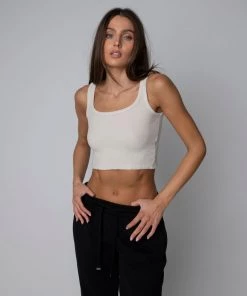 MASSIVE Best Sellers WOMENS WAFFLE KNIT CROP TANK - CORE